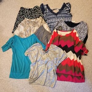 Lot 8 Flowy Tops Batwing Print Kim & Cami Elle THX Teal Red Blue Paisley S / M
